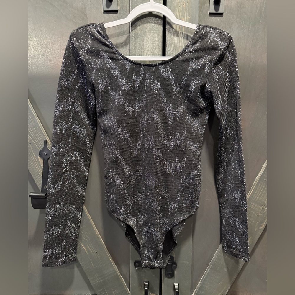 Claudie Pierlot Black Sparkle Long-Sleeve Women's Bodysuit